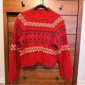 Universal Thread Red and Blue Patterned Women's Sweater
